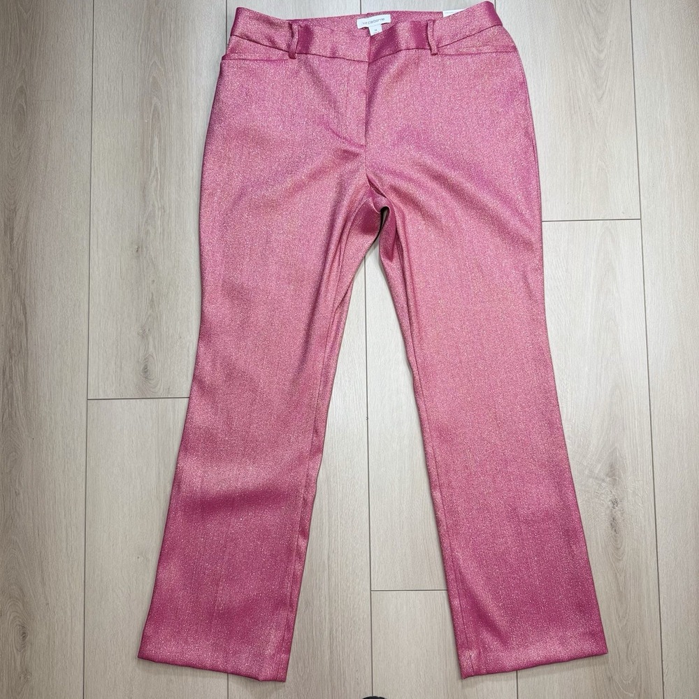 Liz Claiborne Frozen Berry Metallic Trouser Pants Sz 14 Mid Rise Herringbone NWT